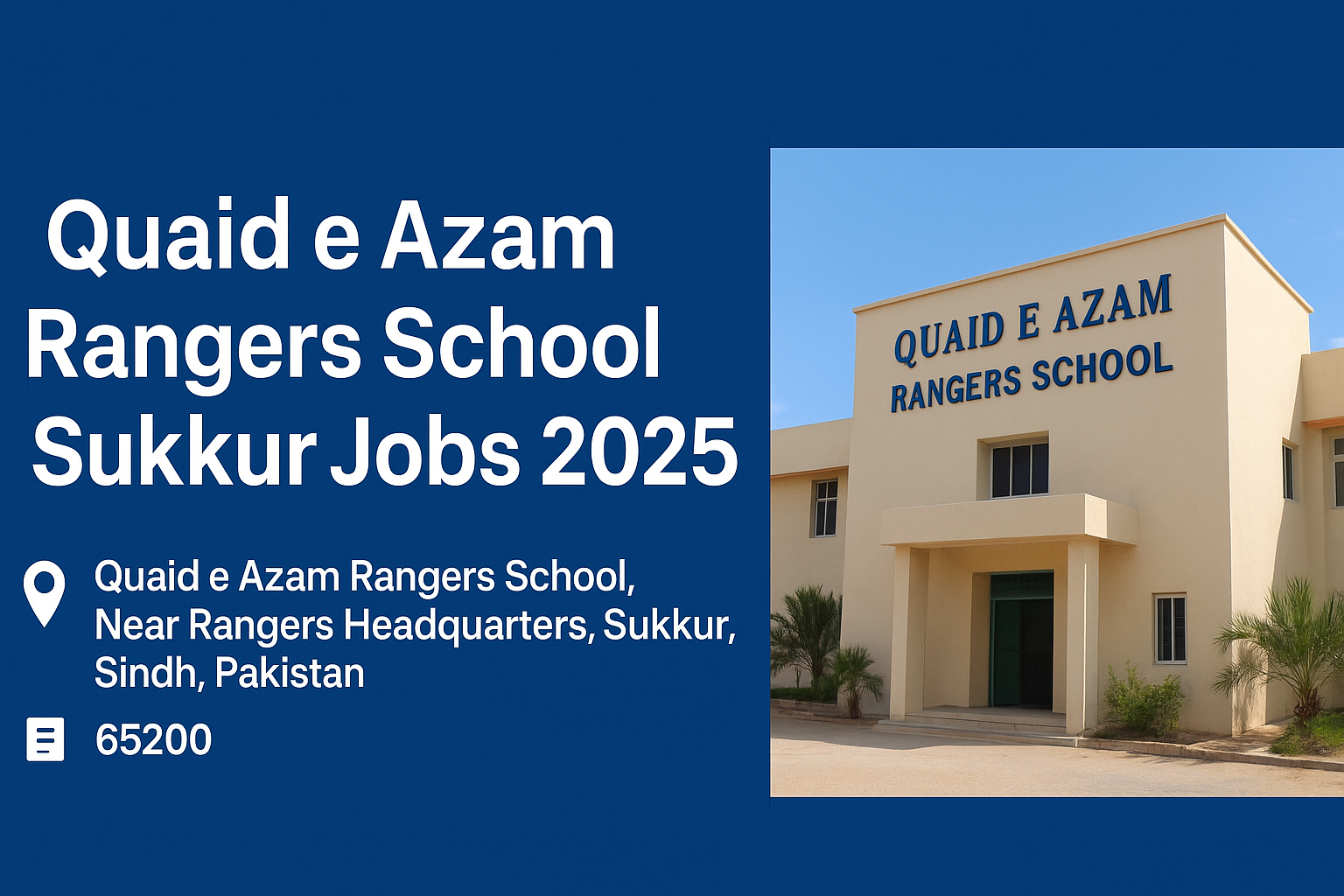 Quaid e Azam Rangers School Sukkur Jobs 2025