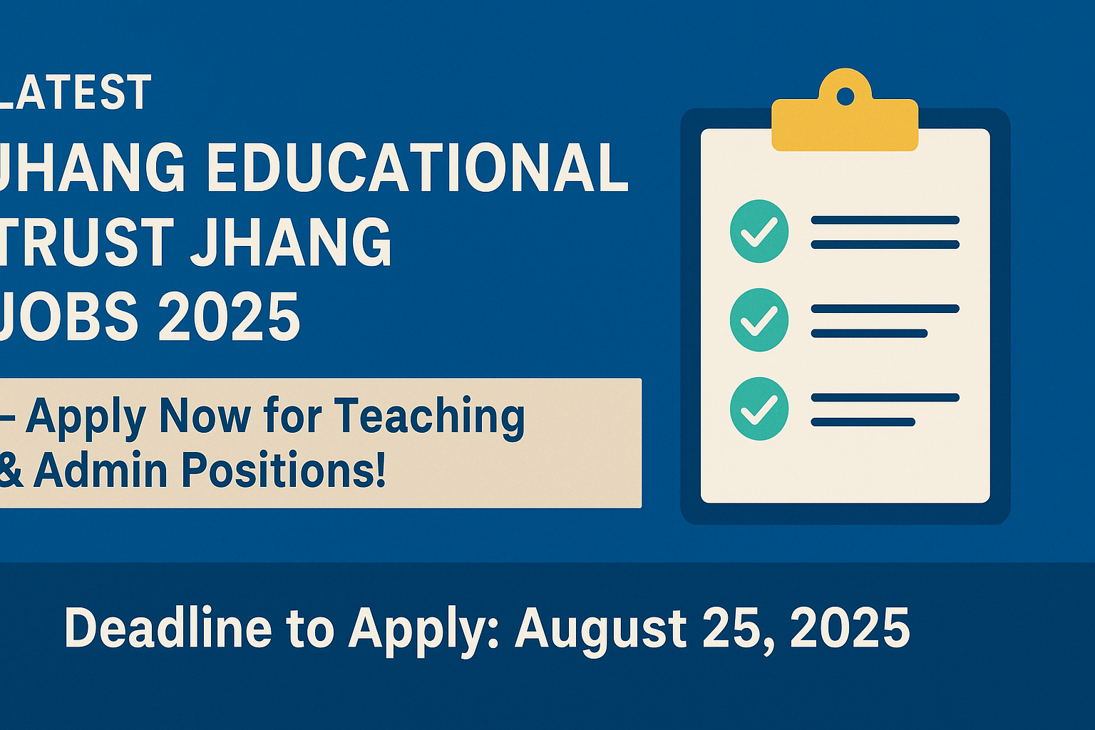 Latest Jhang Educational Trust Jhang Jobs 2025