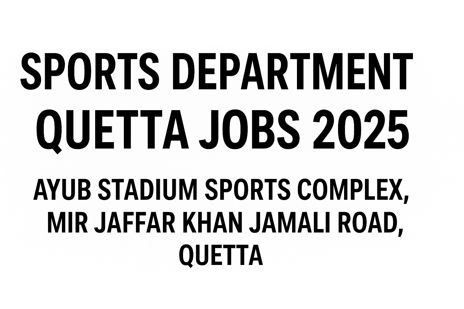 Sports Department Quetta Jobs 2025